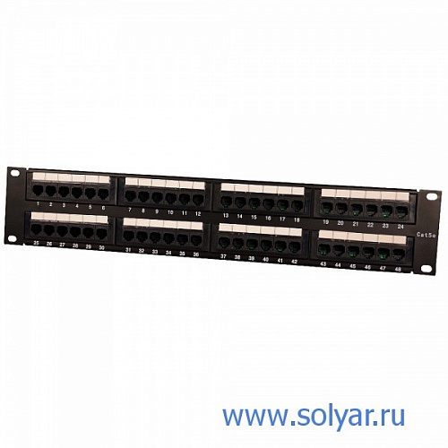 Патч-панель 19", 48 портов RJ-45, кат.5e, Krone IDC (WT-2029B-KR-48 ports)