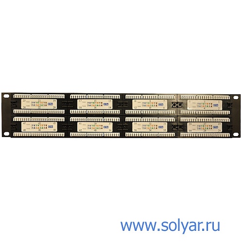 Патч-панель 19", 48 портов RJ-45, кат.5e, Krone IDC (WT-2029B-KR-48 ports)