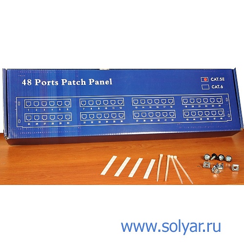 Патч-панель 19", 48 портов RJ-45, кат.5e, Krone IDC (WT-2029B-KR-48 ports)