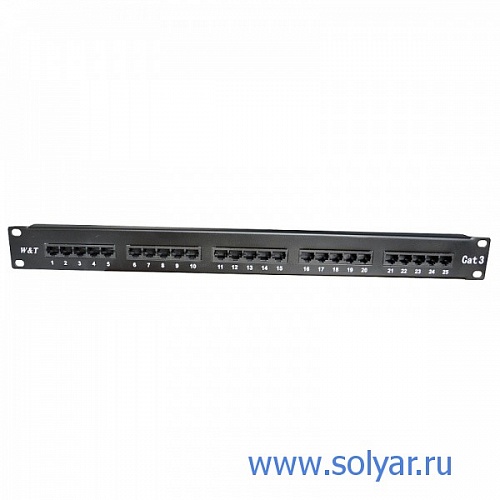 Патч-панель 19", 25 портов RJ-45, кат.3, 1U (WT-2085)