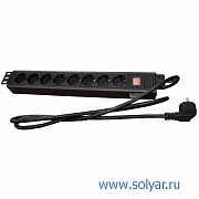 Блок розеток 19" EURO на 8 гнезд с выключателем, 220В (WT-2140A)